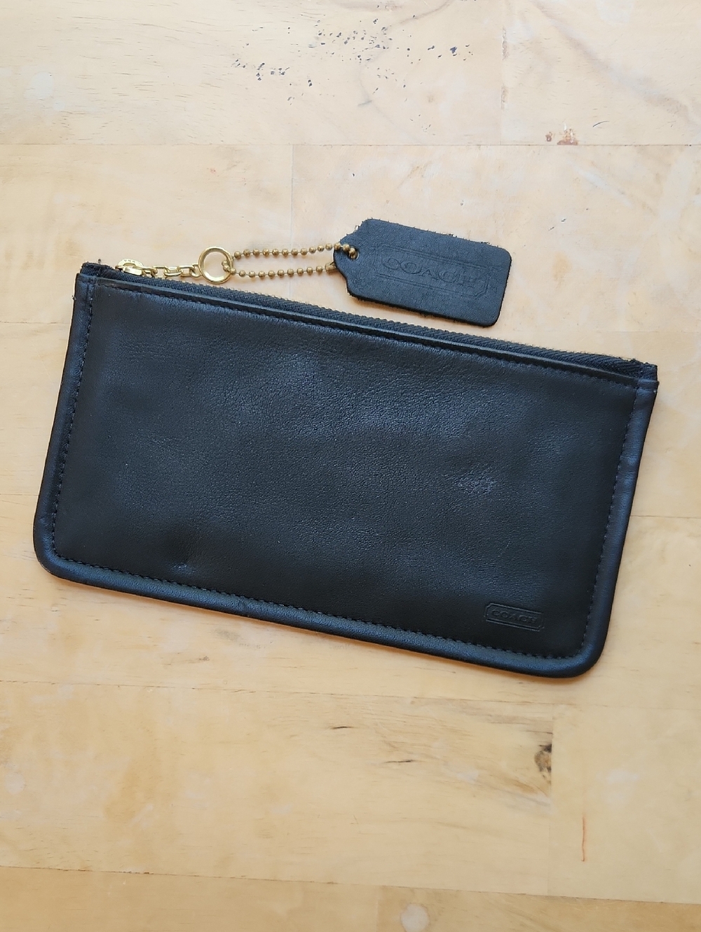 Vintage Coach Black Leather Skinny Cosmetic Pouch Bag - Picture 11 of 11